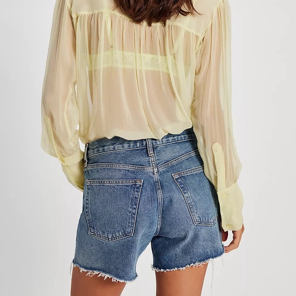 Agolde Parker Long Short High Rise Blue Jean Shorts sz 24 - Picture 2 of 8